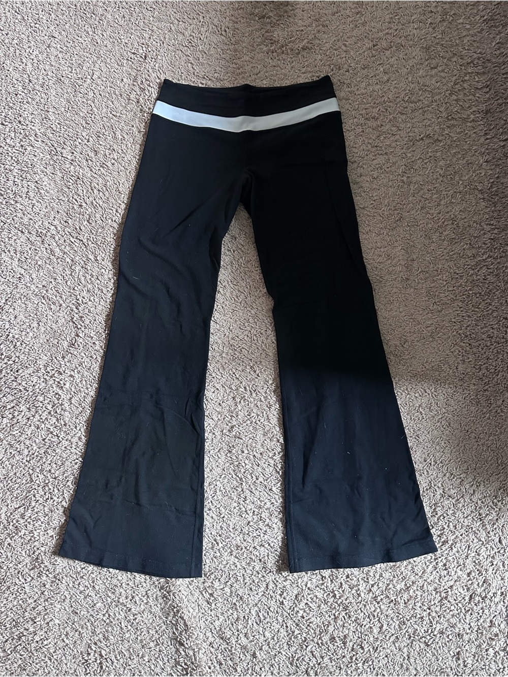 Lululemon Black Flare Yoga Pants with White Waistband